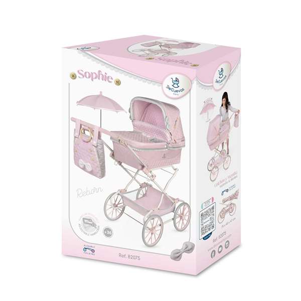 Decuevas Coche Reborn Plegable con Sombrilla y Bolso Sophie para Muñecas de hasta 55 cm