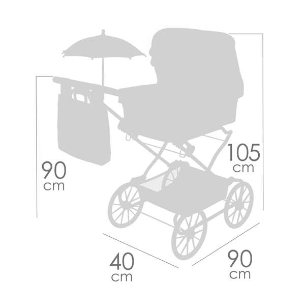 Decuevas Coche Reborn Plegable con Sombrilla y Bolso Sophie para Muñecas de hasta 55 cm