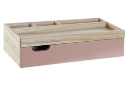 DKD Home Decor Organizador de Paulownia Rosa