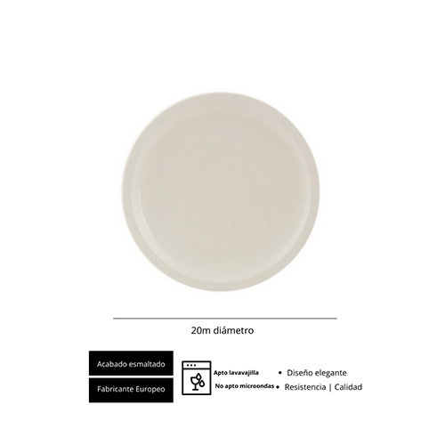 Summa Plato Llano Modern Vajilla Vitro Porcelana Marfil Diámetro 20 cm (Set de 6)