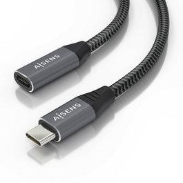 AISENS - CABLE USB 3.2 GEN2x2 ALUMINIO 20GBPS 8K@30HZ 5A 100W, TIPO USB-C/M-USB-C/H, GRIS, 2.0M