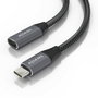 AISENS Cable USB 3.2 Gen 2x2 Aluminio 20Gbps 8K@30Hz 100W USB-C Macho a USB-C Hembra, 2m, Gris