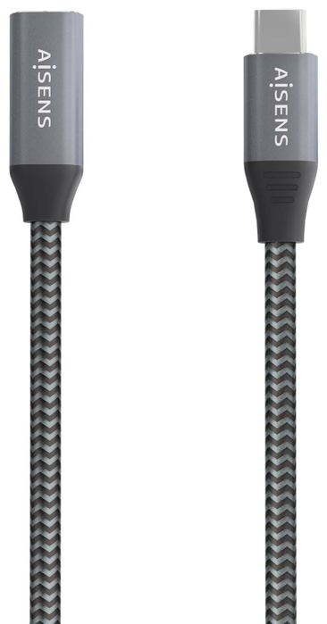 AISENS Cable USB 3.2 Gen 2x2 Aluminio 20Gbps 8K@30Hz 100W USB-C Macho a USB-C Hembra, 2m, Gris AISENS Cable USB 3.2 Gen 2x2 Aluminio 20Gbps 8K@30Hz 100W USB-C Macho a USB-C Hembra, 2m, Gris