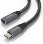 AISENS Cable USB 3.2 Gen 2x2 Aluminio 20Gbps 8K@30Hz 100W USB-C Macho a USB-C Hembra, 2m, Gris