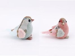 DKD Home Decor Set de 3 Figuras de Pájaro en Foam y Poliéster, Rosa Palo y Azul Celeste