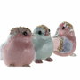 DKD Home Decor Set de 3 Figuras de Pájaro en Foam y Poliéster, Rosa Palo y Azul Celeste