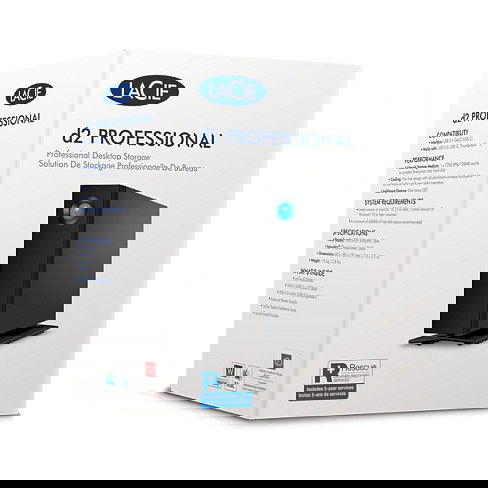 LaCie STHA24000800 d2 Professional Disco Duro de Escritorio 24 TB USB 3.2 Gen 2 Tipo-C, Negro, 7200 RPM, Hasta 290 MB/s