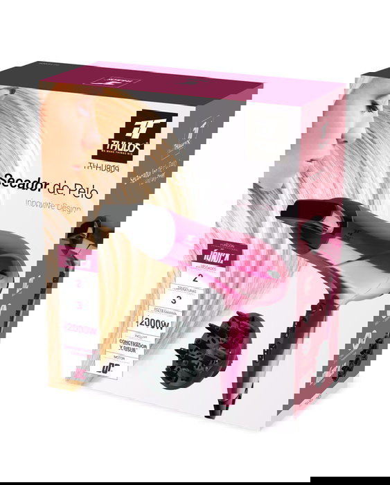 Thulos Secador de Pelo TH-HD809, 1600W-2000W, Función Iónica, Motor DC, Incluye Concentrador y Difusor