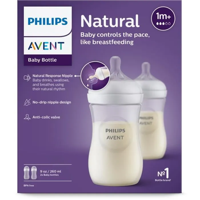 Philips Avent Conjunto de 3 Botellas Naturales 3.0 SCY903/02 - 260 ml