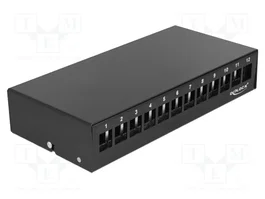 DeLOCK Panel de conexiones Keystone de 12 puertos negro, Metal