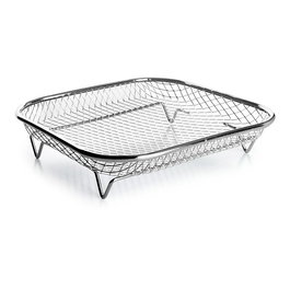 Ibili Cestillo cuadrado para freidora de aire, acero inoxidable, 19.5 x 19.5 x 4.5 cm, apto lavavajillas