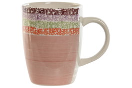DKD Home Decor Taza de Gres Rosa 330ml
