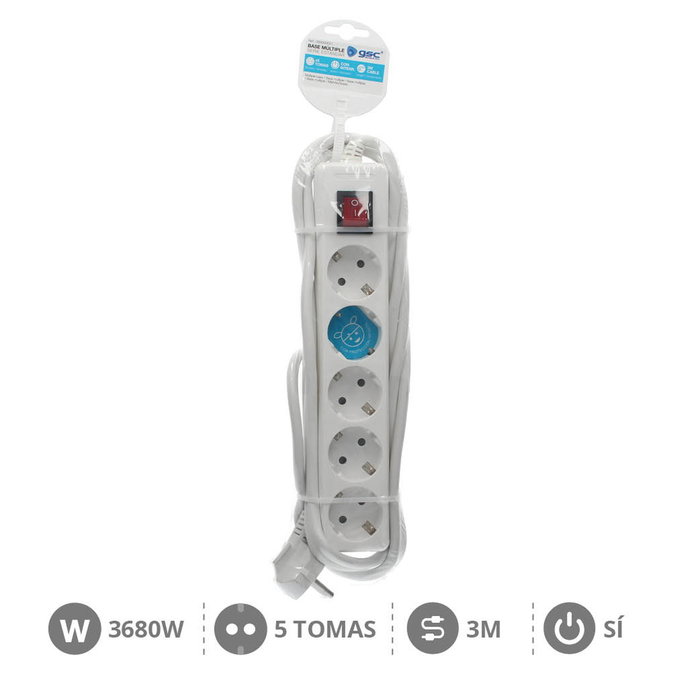 GSC Evolution Base múltiple Serie Estándar 5T con interruptor Blanco