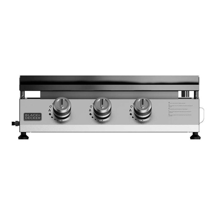 Black+Decker Plancha de Gas BXOP7350E con 3 Quemadores, Superficie de Cocción 58x36 cm, Encendido Automático