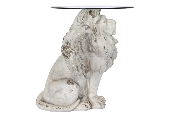 DKD Home Decor Mesita Auxiliar Magnesia León Alado Gris