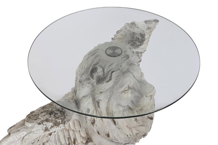 DKD Home Decor Mesita Auxiliar Magnesia León Alado Gris