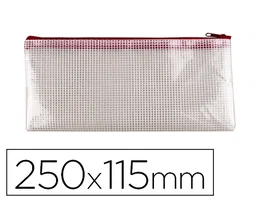 Q-connect Bolsa Multiusos Malla 250x115 mm con Cremallera Rojo