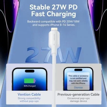 Vention Cable USB 2.0 Tipo-C a Lightning 27W 480Mbps 2m Azul