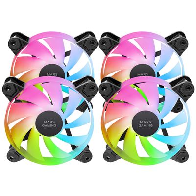 Mars Gaming Pack de 4 ventiladores MF4A ARGB Negro Mars Gaming Pack de 4 ventiladores MF4A ARGB Negro