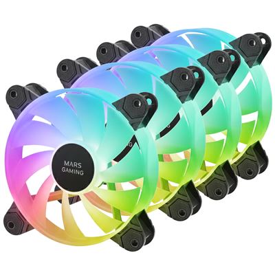 Mars Gaming Pack de 4 ventiladores MF4A ARGB Negro Mars Gaming Pack de 4 ventiladores MF4A ARGB Negro