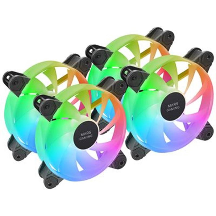 Mars Gaming Pack de 4 ventiladores MF4A ARGB Negro Mars Gaming Pack de 4 ventiladores MF4A ARGB Negro