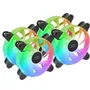 Mars Gaming MF-4A - Pack de 4 Ventiladores de PC 120mm ARGB, Iluminación 360° Sin Marco, Color Negro, 1000 RPM, 14 dB, Conector 5V 3-pin, Control RGB Sincronizable