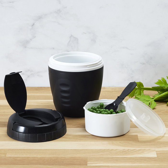 Cook Concept Termo Sólidos Take Away Con Cuchara Hermético Para Alimentos Calientes y Fríos Colores Surtidos Medidas d.14 cm; h.16,5 cm