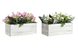 DKD Home Decor Set de 2 Plantas Decorativas en Rosa y Blanco