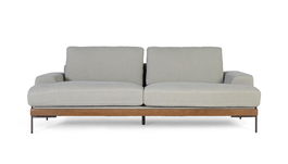Giner y Colomer Sofá Tapizado en Tela de Lino Gris 3 Plazas con Patas de Metal