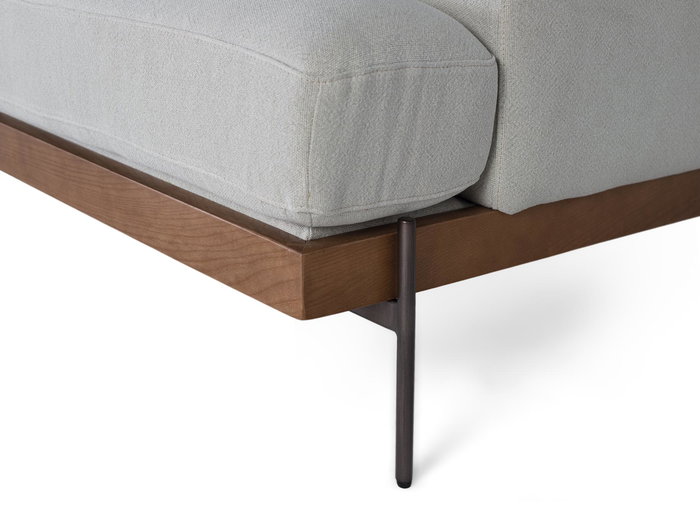 Giner y Colomer Sofá Tapizado en Tela de Lino Gris 3 Plazas con Patas de Metal