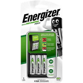 Energizer Cargador de Pilas AA AAA 4 Pilas Recargables 4xAA 2000mAh 962471 NiMH Indicador LED