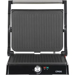 Livoo Parrilla para Carnes y Paninis DOC223 2200W 2 Placas Antiadherente Superficie 29x23 cm Luces Indicadoras