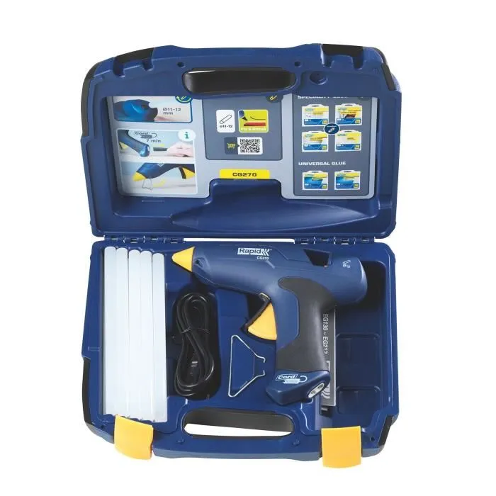 Rapid Pistola de Cola CG270 Inalámbrica con Caja Extraíble y 10 Barras de Pegamento