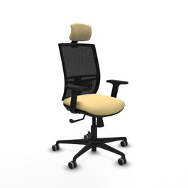 PIQUERAS Y CRESPO Silla de oficina Yunquera con mecanismo Sincro, Crema y Negro