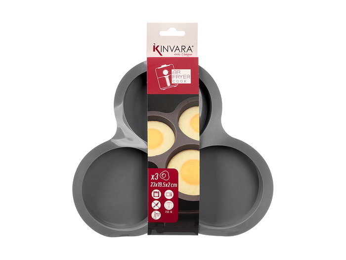 Kinvara Molde Freidora Aire Silicona 3 Compartimentos Gris 23x21.5x2 cm (Set de 24)
