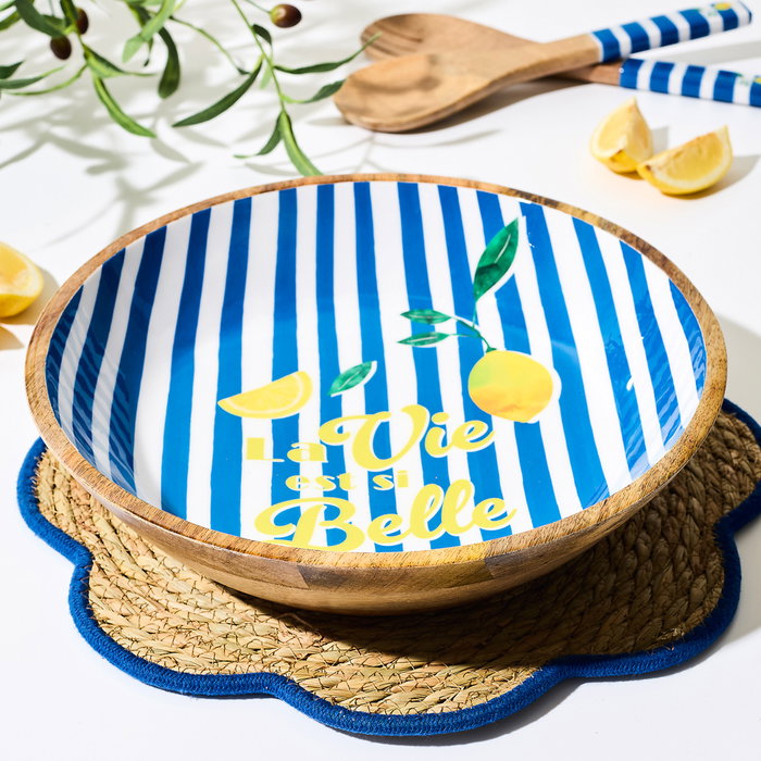 Home Deco Factory Ensaladera de Madera de Mango Azul Dolce Vita 33 cm Home Deco Factory Ensaladera de Madera de Mango Azul Dolce Vita 33 cm