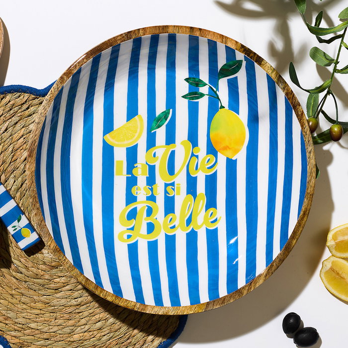 Home Deco Factory Ensaladera de Madera de Mango Azul Dolce Vita 33 cm Home Deco Factory Ensaladera de Madera de Mango Azul Dolce Vita 33 cm