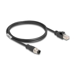 DeLOCK Cable M12 D-codificado 4 Pin a RJ45 1 m Negro
