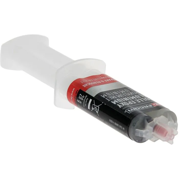 FACOM Adhesivo Epoxi Bicomponente con Tapón - Jeringa para Montaje y Reparación Metálica - 28g