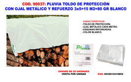 Pluvia Toldo Lona de Protección Blanco 3x5 m