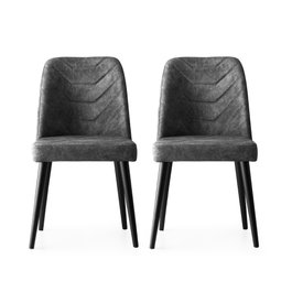Hanah Home Juego de Sillas Dallas 527 V2 (2 Piezas) Terciopelo Antracita