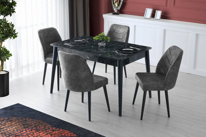 Hanah Home Juego de Sillas Dallas 527 V2 (2 Piezas) Terciopelo Antracita