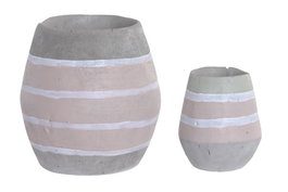 DKD Home Decor Set de 2 Maceteros de Cemento Gris y Crema 16x16x17 cm