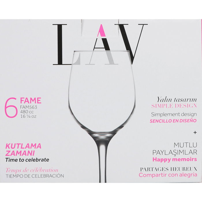 LAV Set de 6 Copas de Vino/Agua Fame 480cc