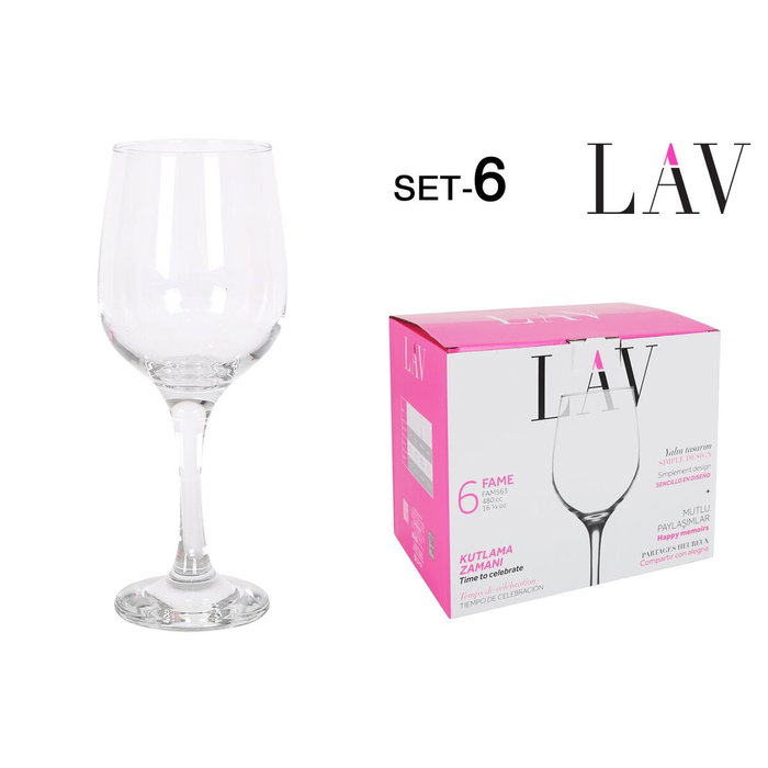 LAV Set de 6 Copas de Vino/Agua Fame 480cc