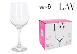 LAV Set de 6 Copas para Vino/Agua de 480 cc, Colección Fame, Dimensiones 7.2 x 7.2 x 22 cm (4 Cajas)