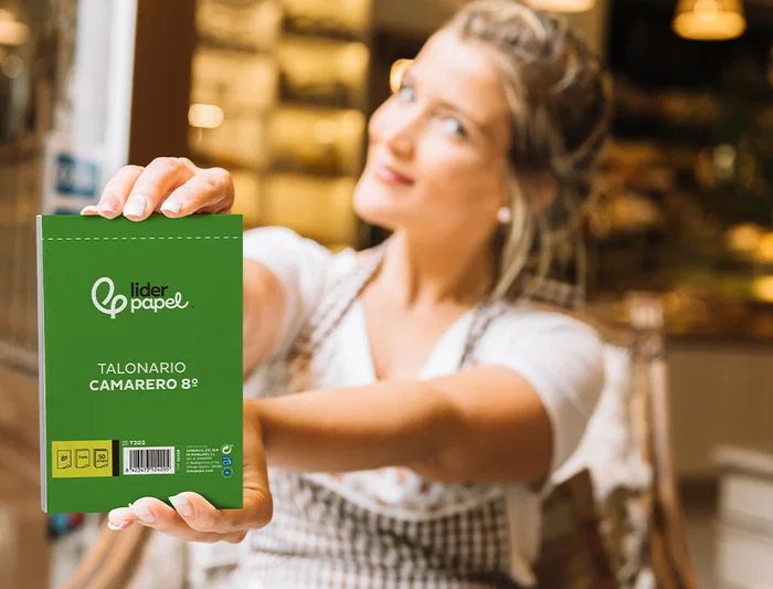 Liderpapel T202 Talonario Camarero 8º Original y Copia, Tamaño Octavo Natural 105 x 155 mm, 1 Copia, Castellano, 60 g