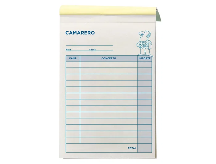 Liderpapel T202 Talonario Camarero 8º Original y Copia, Tamaño Octavo Natural 105 x 155 mm, 1 Copia, Castellano, 60 g