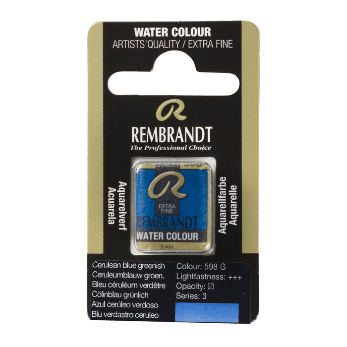 Rembrandt Acuarela Pastilla Azul Cerúleo Verdoso 598 Rembrandt Acuarela Pastilla Azul Cerúleo Verdoso 598