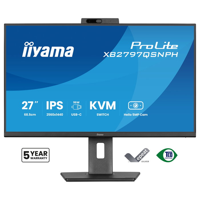 Iiyama ProLite XB2797QSNPH-B1 Monitor 27 pulg. Quad HD con Cámara y USB-C